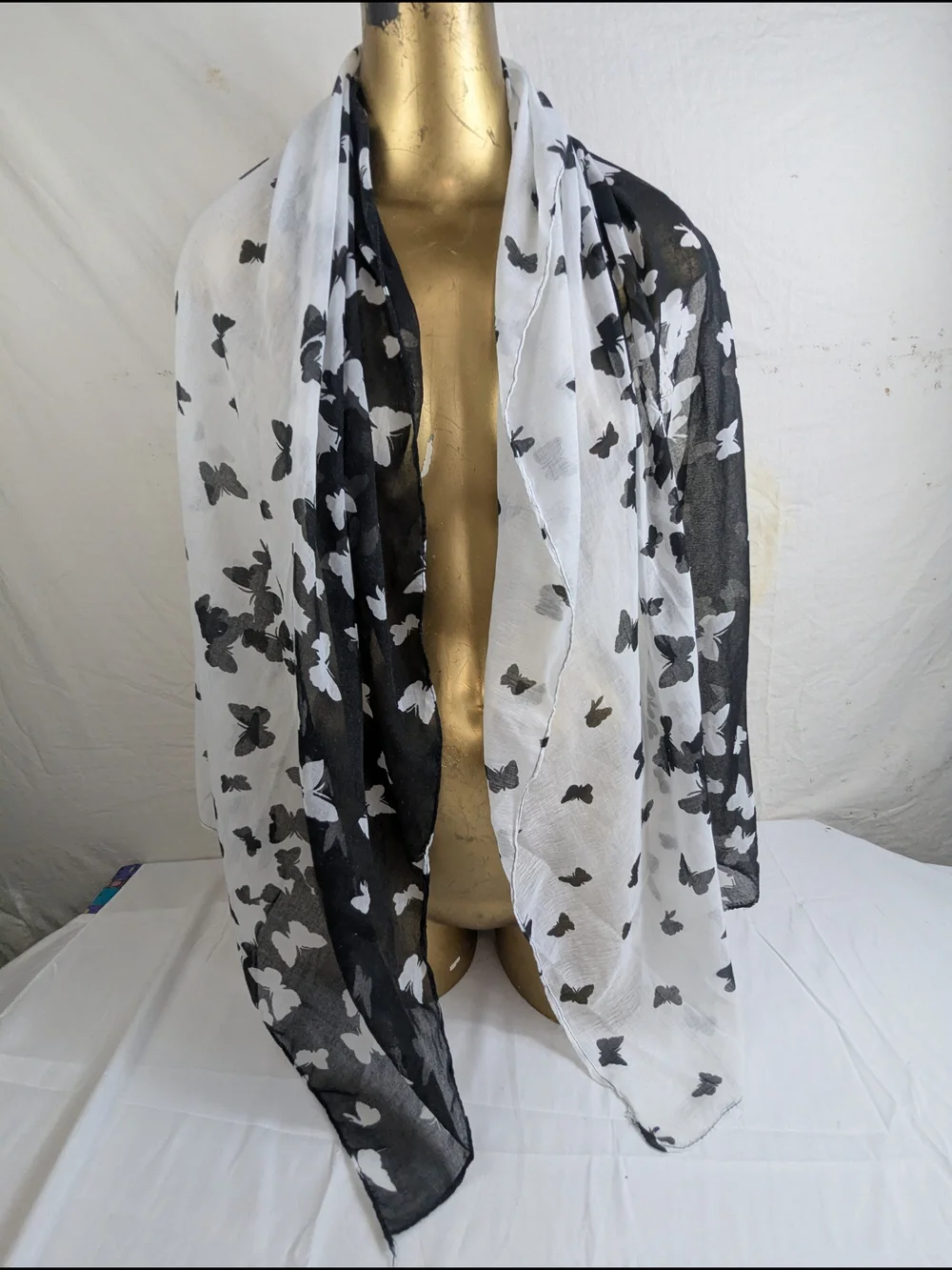 Butterfly Print Scarf Black and White Scarf